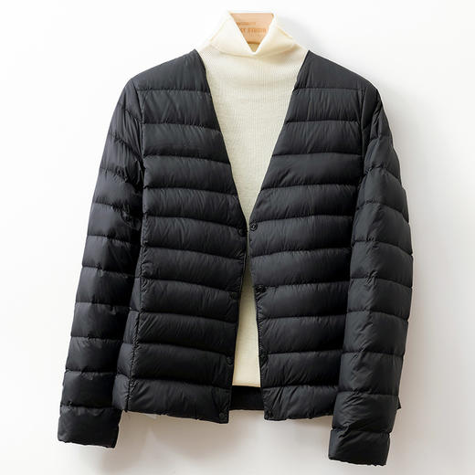 丁摩 新国标90绒内胆轻薄羽绒服女款短款无领秋冬薄白鸭绒轻便内穿5ZF-156 商品图3