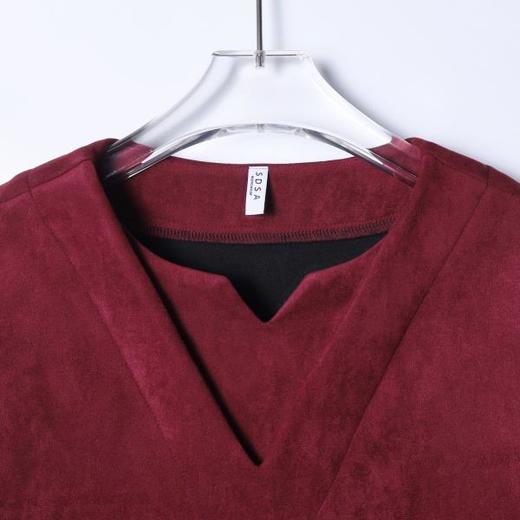 26T10SDSA秋冬新款痞帅男装简约植绒纯色拼接小V领卫衣百搭宽松上衣 商品图2