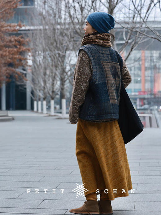 PETIT SCHAN小闪 CLO#633 no rules rules 不拘一格 羊毛棉圈纱双面双层织物手工染色格子小马甲 商品图3