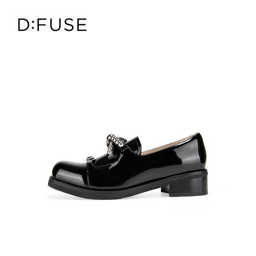 Dfuse迪芙斯2026春季新款方头蝴蝶结甜酷漆皮深口鞋舒适乐福鞋女鞋DFE1112044 商品图6