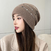 丁摩 兔毛针织堆堆帽秋冬跳线毛线帽加绒加厚户外保暖护耳女士帽子5ZF-8 商品缩略图1