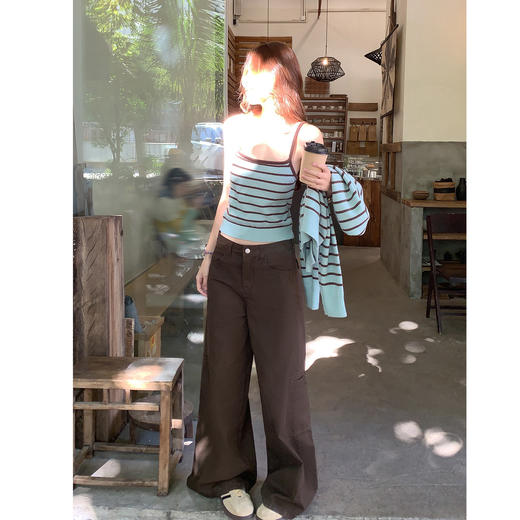 <曾小咸推荐>3.13现货秒杀 ！微信超特价！韩系条纹针织吊带背心 日常109.99 立减50 秒杀59.99！！ 休闲工装裤 秒杀99.99！！ 商品图4