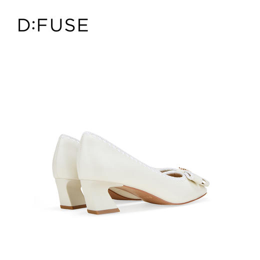 Dfuse迪芙斯2026春季新款小方头蝴蝶结舒适矮粗跟单鞋高跟鞋女鞋DFE1111011 商品图8