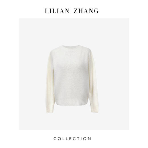 定制—“简影云柔”圆领软糯美丽诺绵羊毛羊绒无缝针织套衫 2608001 商品图2