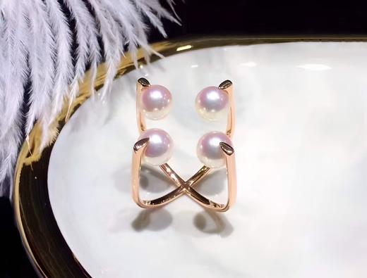 【私席真珠·新年盛宴】原创系列「Catch U 把握·双C」戒圈，四颗小珠7-7.5mm （孤品） 商品图0