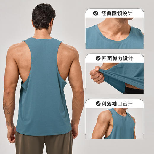 跃牌【欲动春风】男装系列 莫代尔男士宽松运动背心凉感透气无袖训练背心51140 商品图1