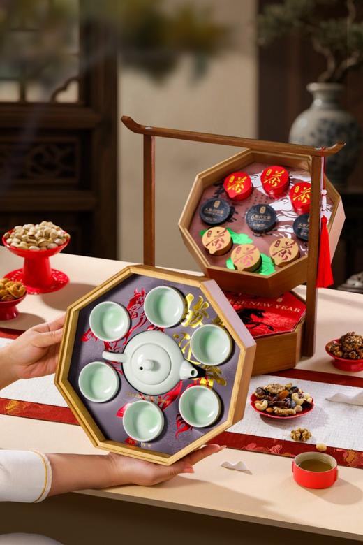 【2025中秋月饼】三层八角提篮【详情页面有月饼数量规格】【可预定备注发货时间】 商品图5