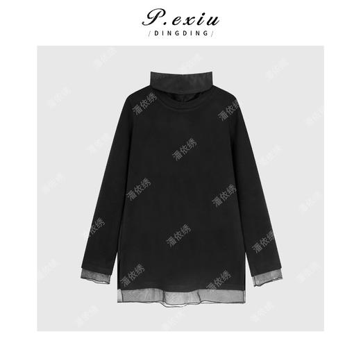 法式设计感假两件拼接网纱气质长袖上衣 W-63710 商品图1