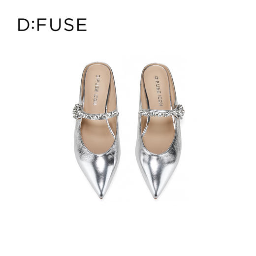 Dfuse迪芙斯2026春季新款尖头钻链半包头平跟穆勒拖鞋凉拖鞋舒适女鞋DFE1110025 商品图14