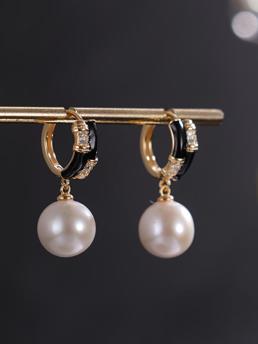 子佩集【皎夜芳华】银S925珍珠惜王妃耳环【MLEH001】10mm珠镀金扣环圆圈2601 商品图5