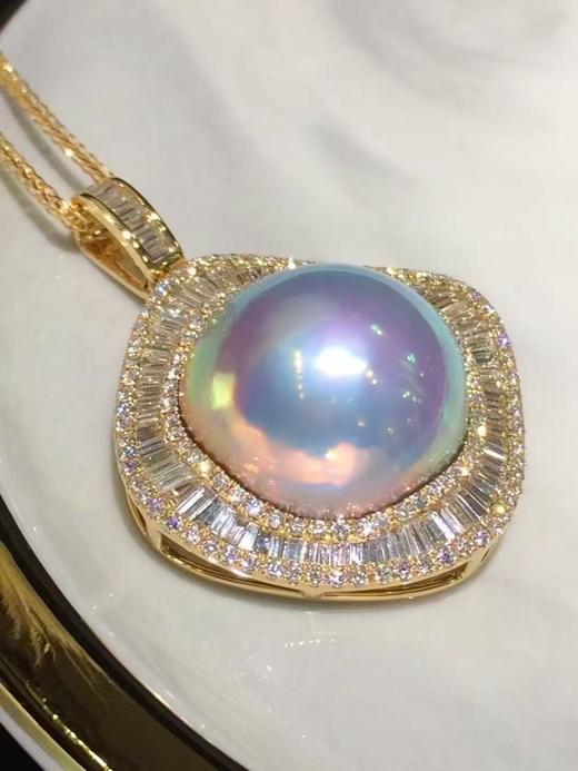 【私席真珠·新年盛宴】18K金镶钻马贝珠吊坠（不含链子），18-19mm珠，孤品 商品图1