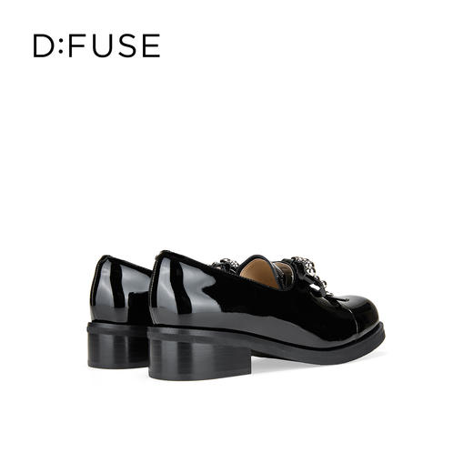 Dfuse迪芙斯2026春季新款方头蝴蝶结甜酷漆皮深口鞋舒适乐福鞋女鞋DFE1112044 商品图8