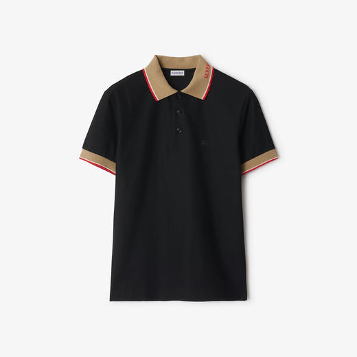 BURBERRY 巴宝莉 男士马术骑士徽标刺绣棉质短袖Polo衫 黑色 8110934 A1189 商品图0