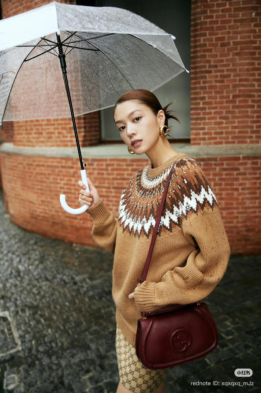 16-6排他性独家圆正 GG纯手工钉珠 重磅费尔岛羊毛提花套头衫 我穿L宽松 商品图4