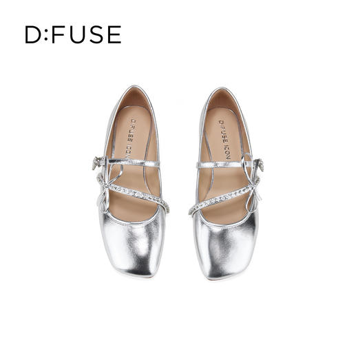 Dfuse迪芙斯2026春季新款斜方头钻链亮面漆皮玛丽珍单鞋平跟鞋女鞋DFE1111017 商品图11