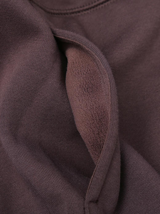 深棕纯色半拉链连帽卫衣 宽松廓形抽绳双口袋休闲显瘦秋冬通勤慵懒风百搭套头上衣 商品图3