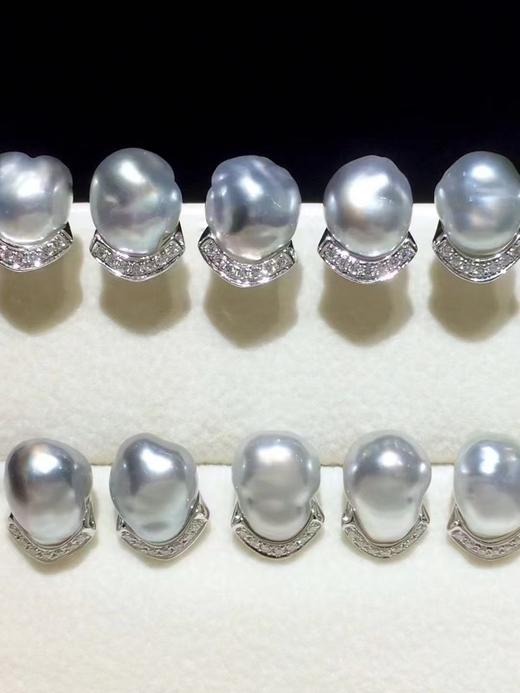 【私席真珠·新年盛宴】18K金镶钻Keshi珠耳钉，8-9mm 商品图0