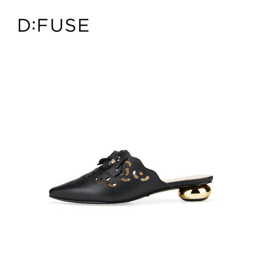 Dfuse迪芙斯2026春季新款尖头格桑花镂空半包头平跟穆勒拖鞋凉拖鞋DFE1110026 商品图6