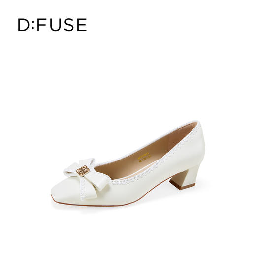 Dfuse迪芙斯2026春季新款小方头蝴蝶结舒适矮粗跟单鞋高跟鞋女鞋DFE1111011 商品图5