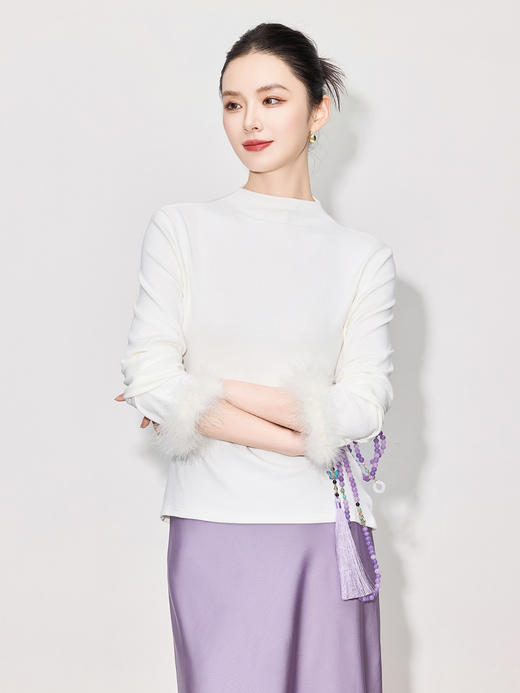 抢疯啦❗️南油出品❗️富婆新中式绝美穿搭【新中式国风高领毛毛袖打底衫ACU091303】💖来了，东方美学天花板‼️ 年底大杀四方的战袍合集，面料华贵，👏做工精湛，妥妥的国风美人，重工定制！ 商品图1