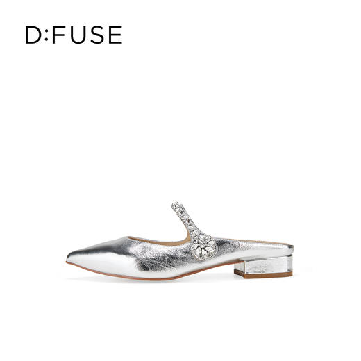 Dfuse迪芙斯2026春季新款尖头钻链半包头平跟穆勒拖鞋凉拖鞋舒适女鞋DFE1110025 商品图11