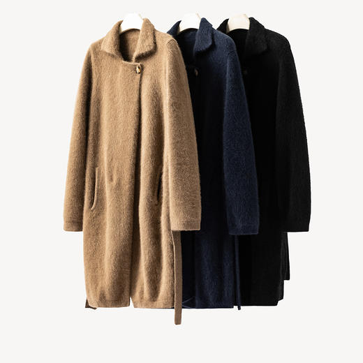 北美小动物系列~极简百搭翻领一粒扣腰带中长款大衣外套XDW260498 商品图3