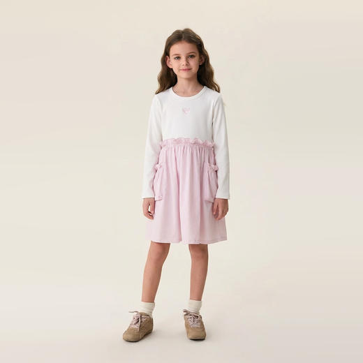 马克珍妮甜酷女孩女童花边假两件连衣裙2026年春装新款560163 商品图3