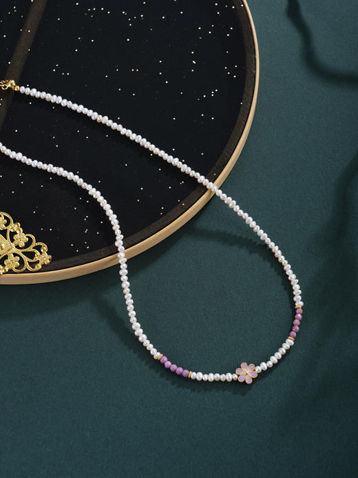 子佩集【紫梦花海】银S925珍珠惜王妃项链【SGN1050002】2*3mm珠紫花朵2601 商品图2