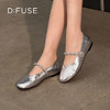 Dfuse迪芙斯2026春季新款圆头钻链抓皱牛皮复古玛丽珍舒适平跟鞋女鞋DFE1111018 商品缩略图0