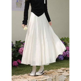 鹿向南「白梅弄影」设计感白色半身裙女春季新款高腰显瘦长款裙子