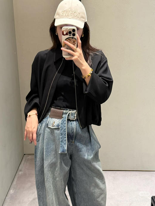 16-7独家圆正 Lew水洗蓝高腰单宁布牛仔裤 灯笼气球阔腿裤 我穿40码 商品图8