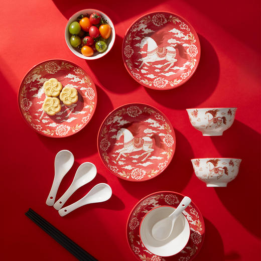 共禾京品 马年陶瓷餐具礼盒 | 釉面光亮、质感细腻、实用套装搭配、精美大气、送礼佳选 商品图1
