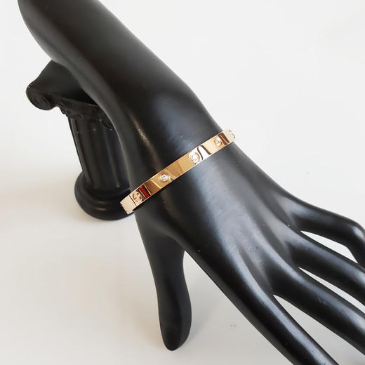 AU750玫瑰金高定经典时尚十钻LOVE定制款群镶钻石手镯18号（皆取最大值）251225NJS26 商品图6