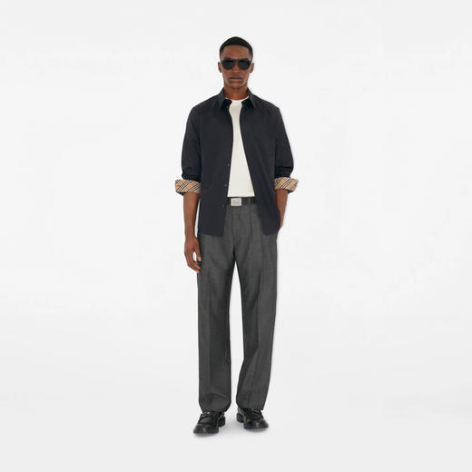 BURBERRY 巴宝莉 男士马术骑士徽标印章刺绣棉质长袖衬衫 深蓝色 8113138 A1222 商品图5