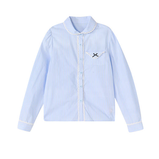 笛莎Deesha 童装女童衬衫2026春新款甜美娃娃领花边衬衫 商品图4