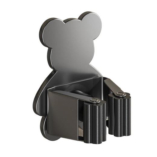 不锈钢熊头壁挂拖把夹免钉胶水安装卫生间浴室扫把拖布挂架夹 商品图4