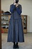 apuntob 羊毛格纹短袖连衣裙(蓝/棕格) 商品缩略图2