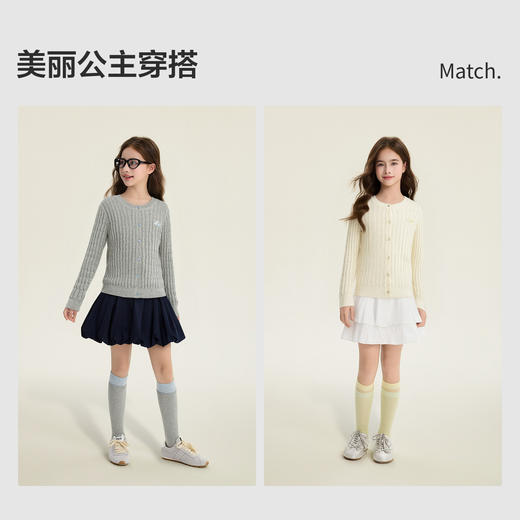 笛莎Deesha 童装女童毛衫2026春新款百搭好穿绞花针织开衫 商品图2