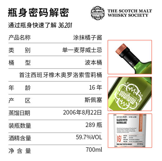【SMWS】  36.201   涂抹橘子酱  16年 单一麦芽 威士忌 雪莉桶 洋酒 商品图2