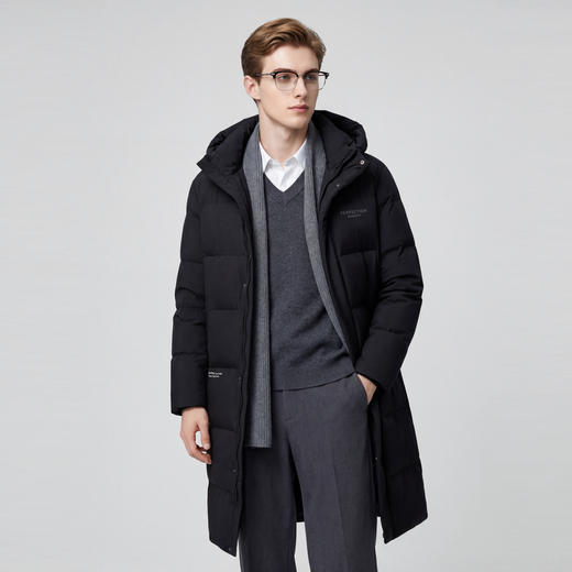 【鸭绒】圣得西2025年冬季长款连帽羽绒服日常收口袖防寒男士外套 商品图2