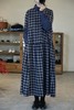 apuntob 羊毛格纹短袖连衣裙(蓝/棕格) 商品缩略图1