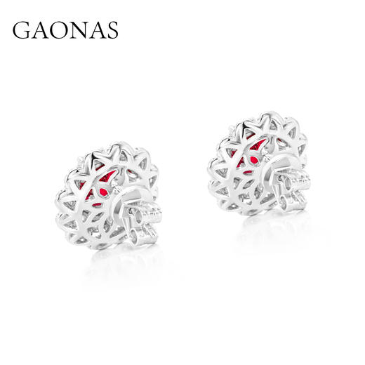 GAONAS 贵气经典红色双环花耳钉11802ER 商品图2