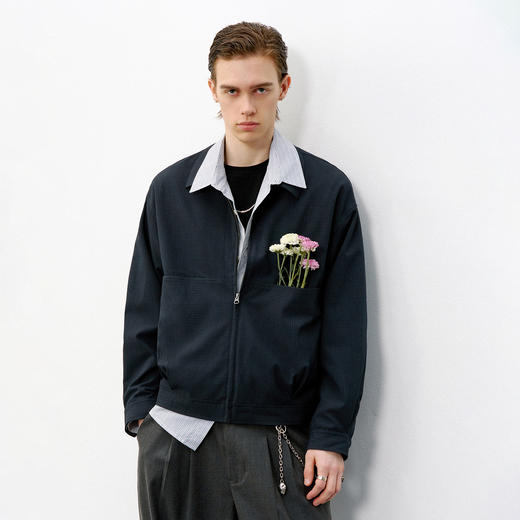 714street高级泡泡纱肌理感面料翻领夹克2026春季复古宽松外套男 商品图0