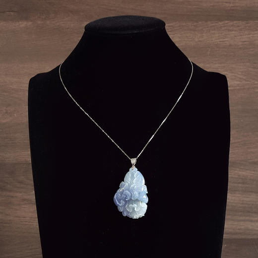 【天然正品】A货翡翠S925银镶天然细腻糯种春带彩浓紫罗兰花开富贵翡翠吊坠项链56.9*31.9*17.7MM(皆取最大值) 231225AK54特价：980 商品图8