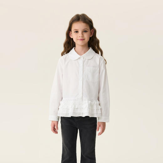马克珍妮甜系花边女童纯棉衬衫2026年春装新款560168 商品图2