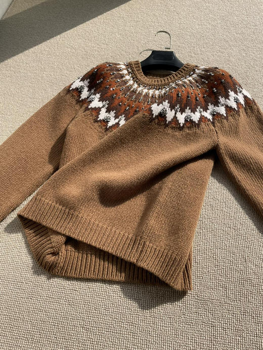 16-6排他性独家圆正 GG纯手工钉珠 重磅费尔岛羊毛提花套头衫 我穿L宽松 商品图10