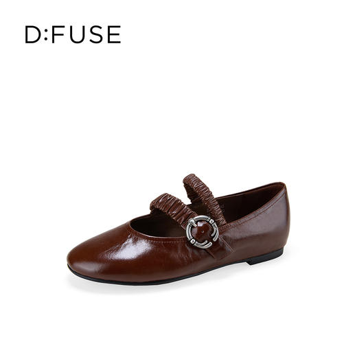 Dfuse迪芙斯2026春季新款圆头不对称褶皱袢带平跟玛丽珍单鞋DFE1111045 商品图10