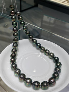 【私席真珠·新年盛宴】大溪地螺纹黑珍珠项链，极品晕彩，珠光巨亮