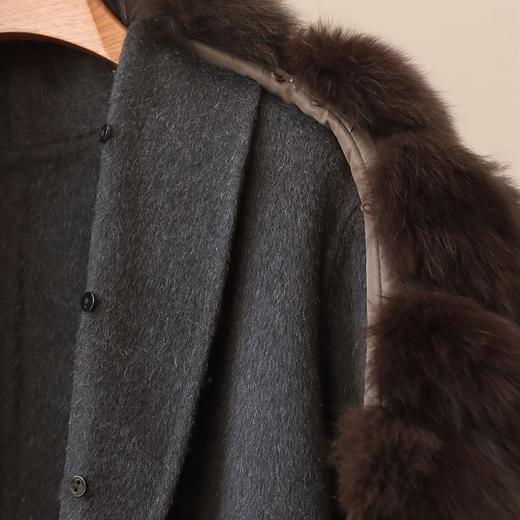 丁摩 冬季新品100%羊毛长款毛呢大衣狐狸毛领双面尼外套女5ZF-04C 商品图3