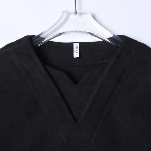 26T10SDSA秋冬新款痞帅男装简约植绒纯色拼接小V领卫衣百搭宽松上衣 商品图2